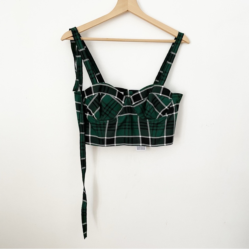 NWT Rosie Assoulin Dark Green
Scottish Plaid Twill Bustier size 10 - Picture 10 of 16